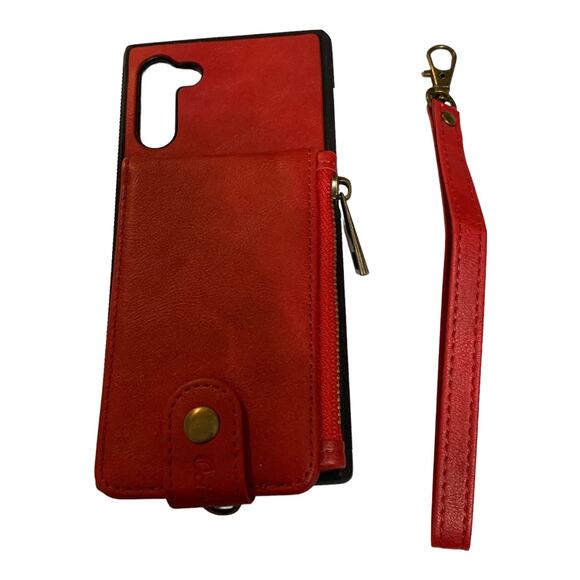 Samsung Galaxy Note 10 Wallet Phone Case Red With Strap - Picture 6 of 8